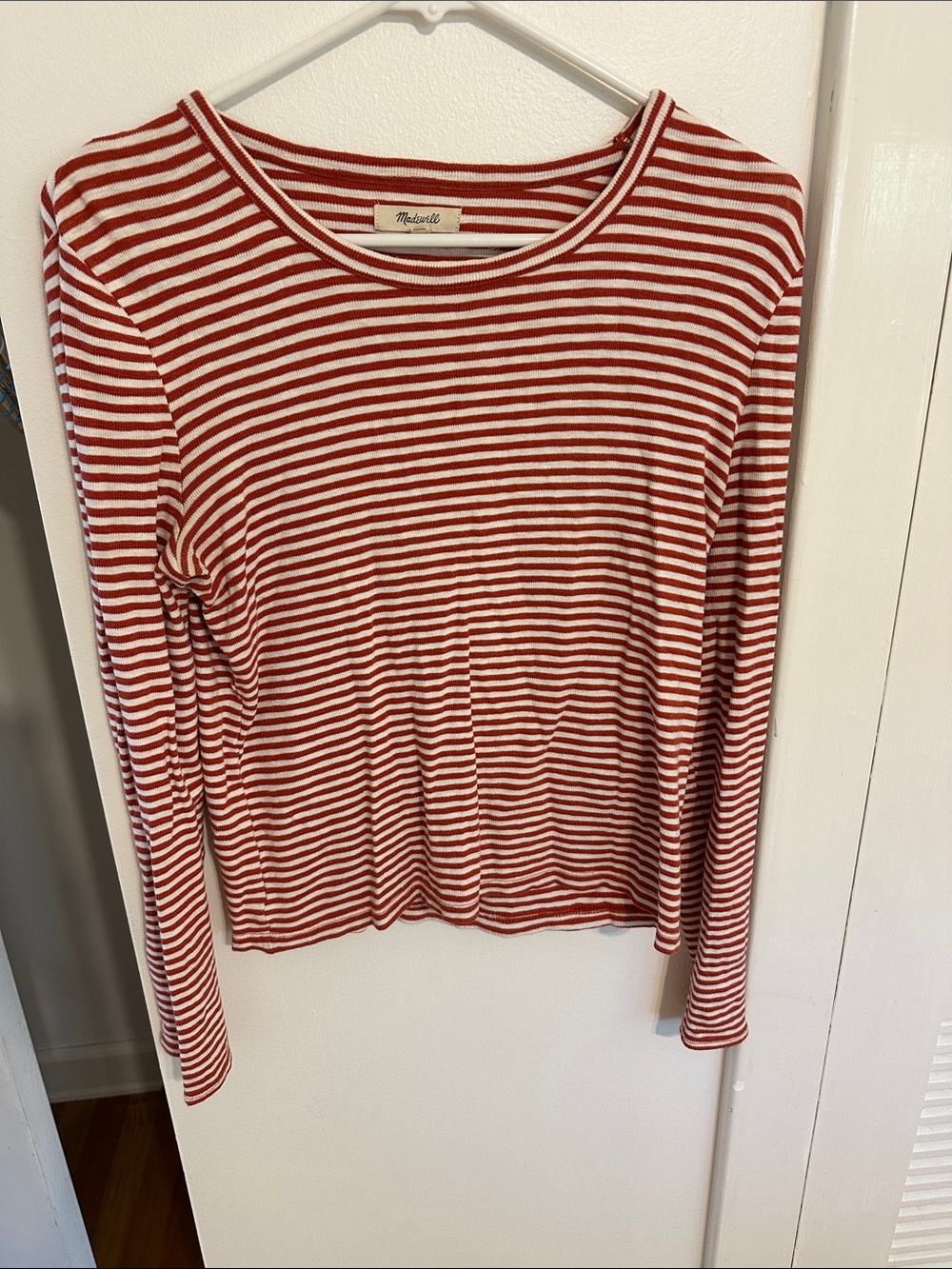 Madewell Rust-White Striped Long Sleeve Tee
